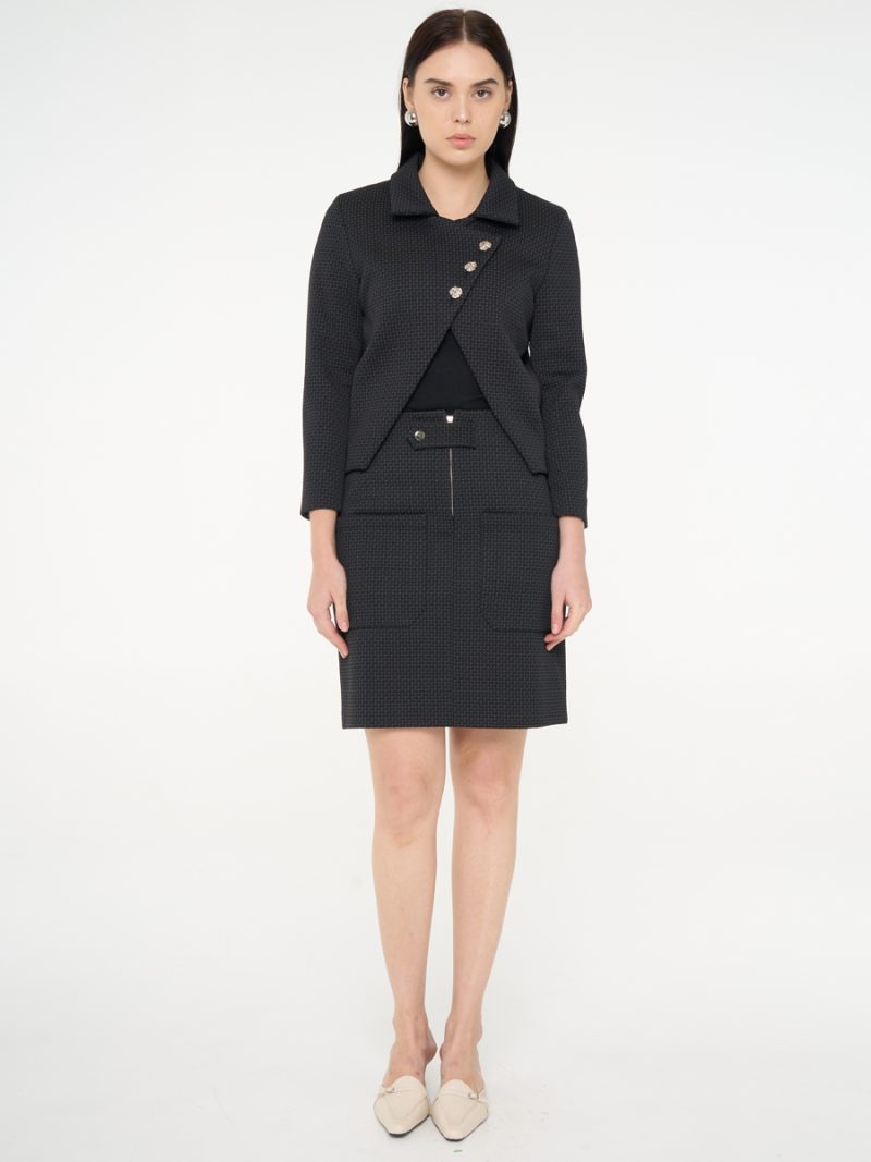 Textured Skirt & Suit Set