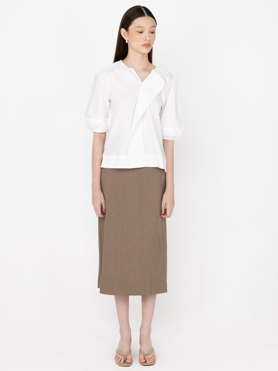 Power Play Midi Skirt Ash Brown - Image 3