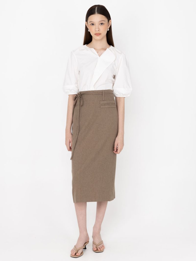 Power Play Midi Skirt Ash Brown
