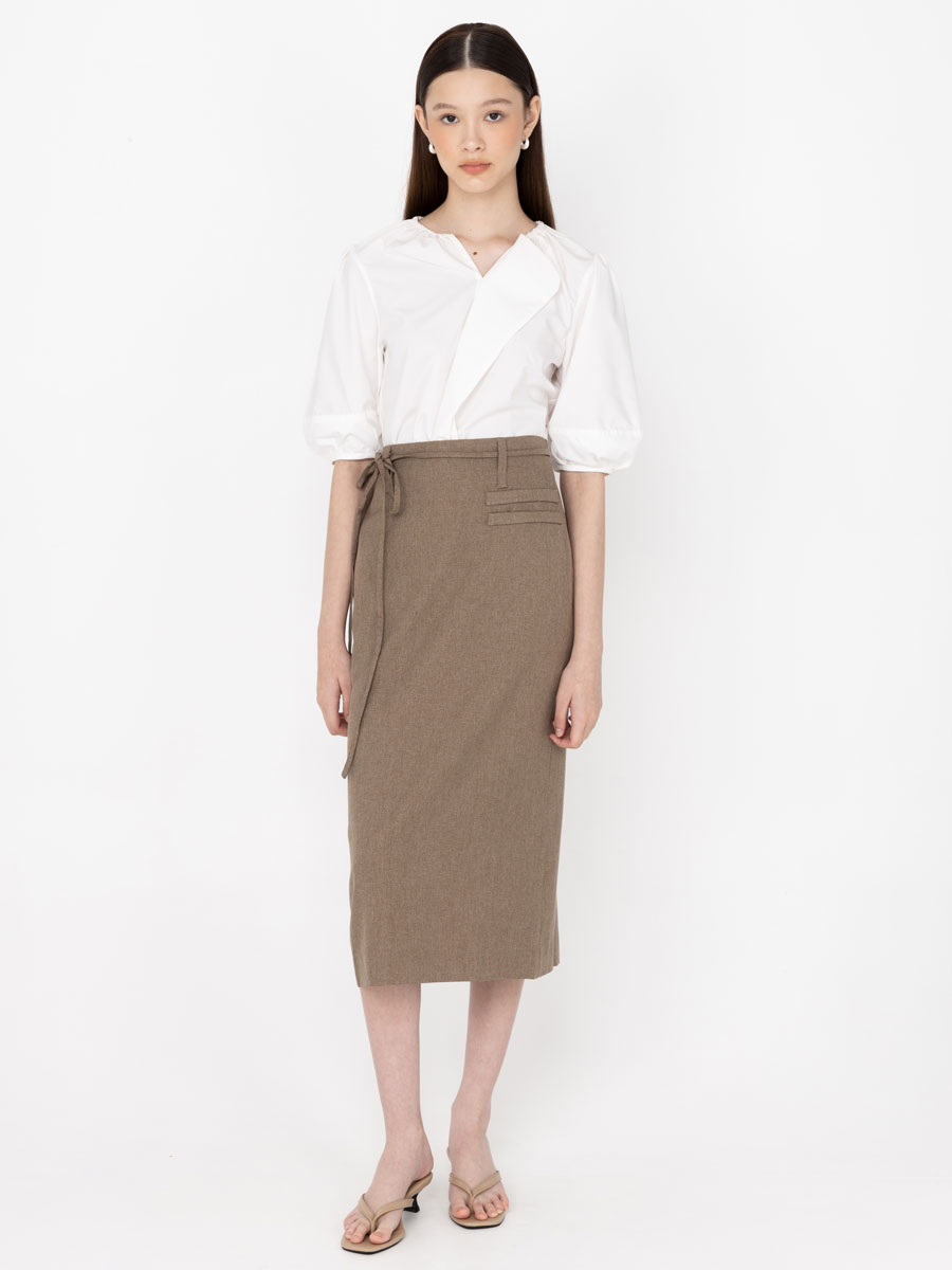 Power Play Midi Skirt Ash Brown