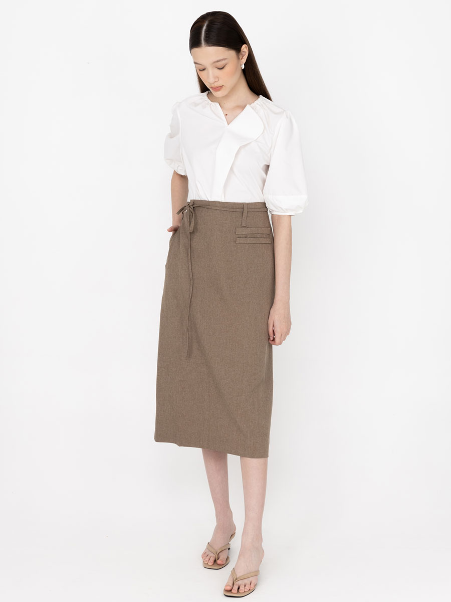 Power Play Midi Skirt Ash Brown - Image 2