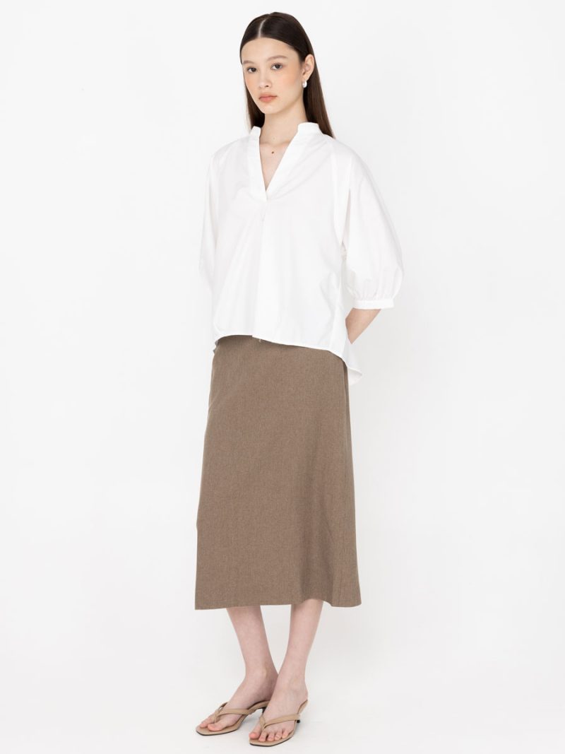 Essential Mandarin Oversized Shirt White