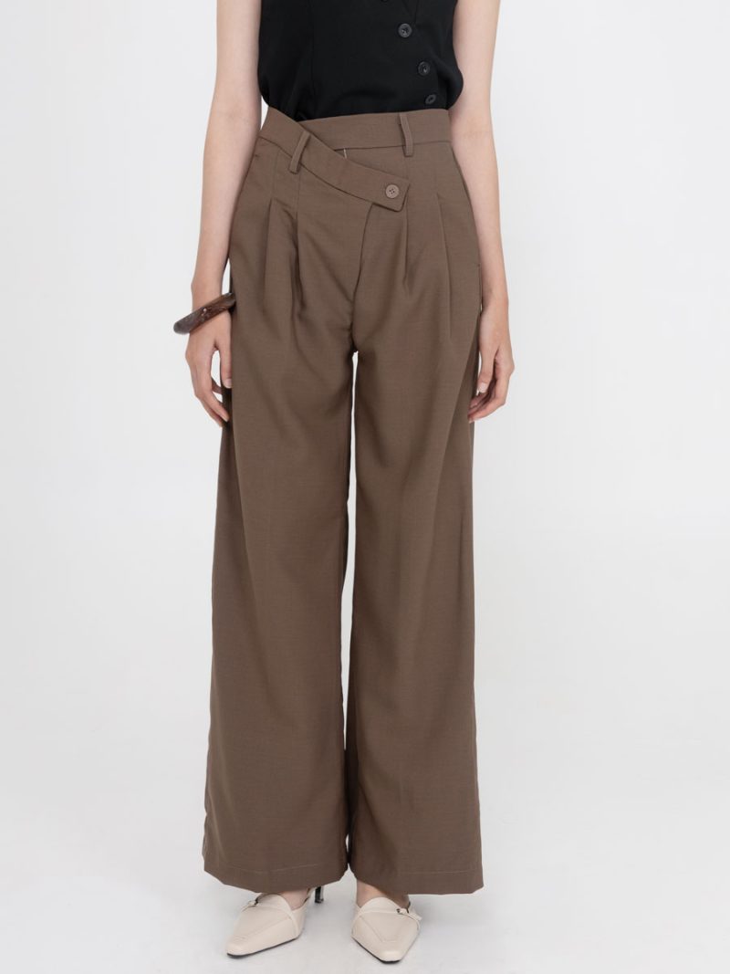 Soleil Assymetric Long Pants Cigar Brown