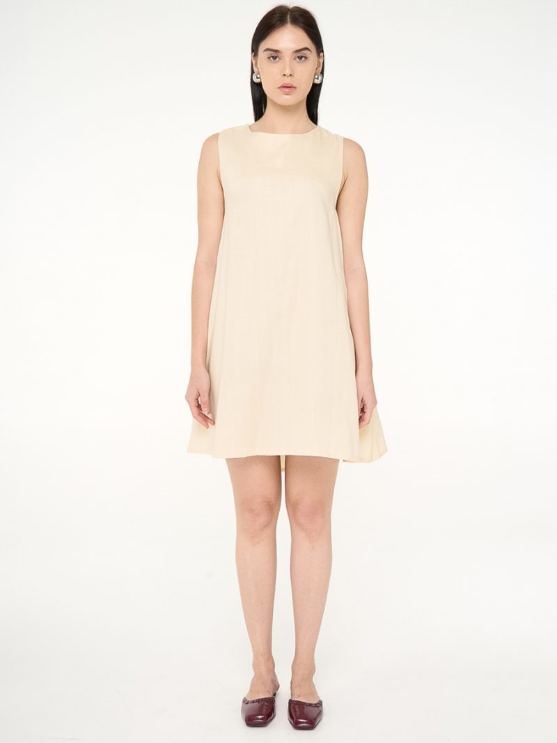 Pearl Back Linen Dress