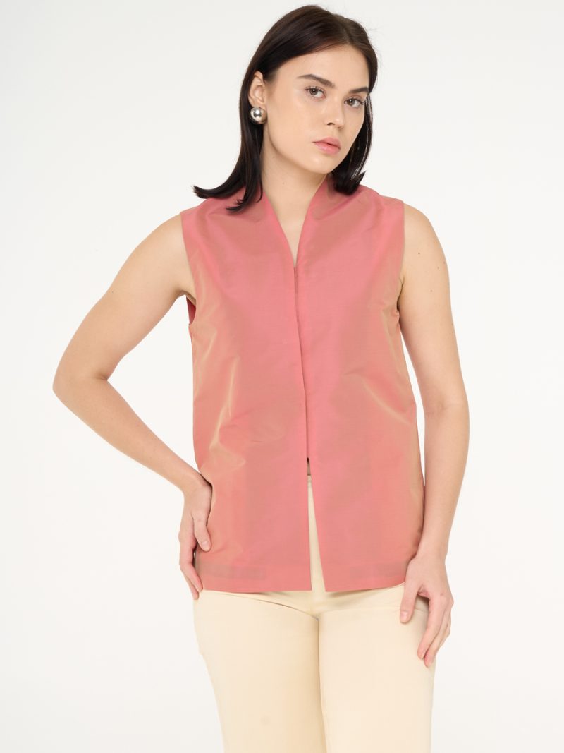 Sleeveless Collared Vest Flaminggo