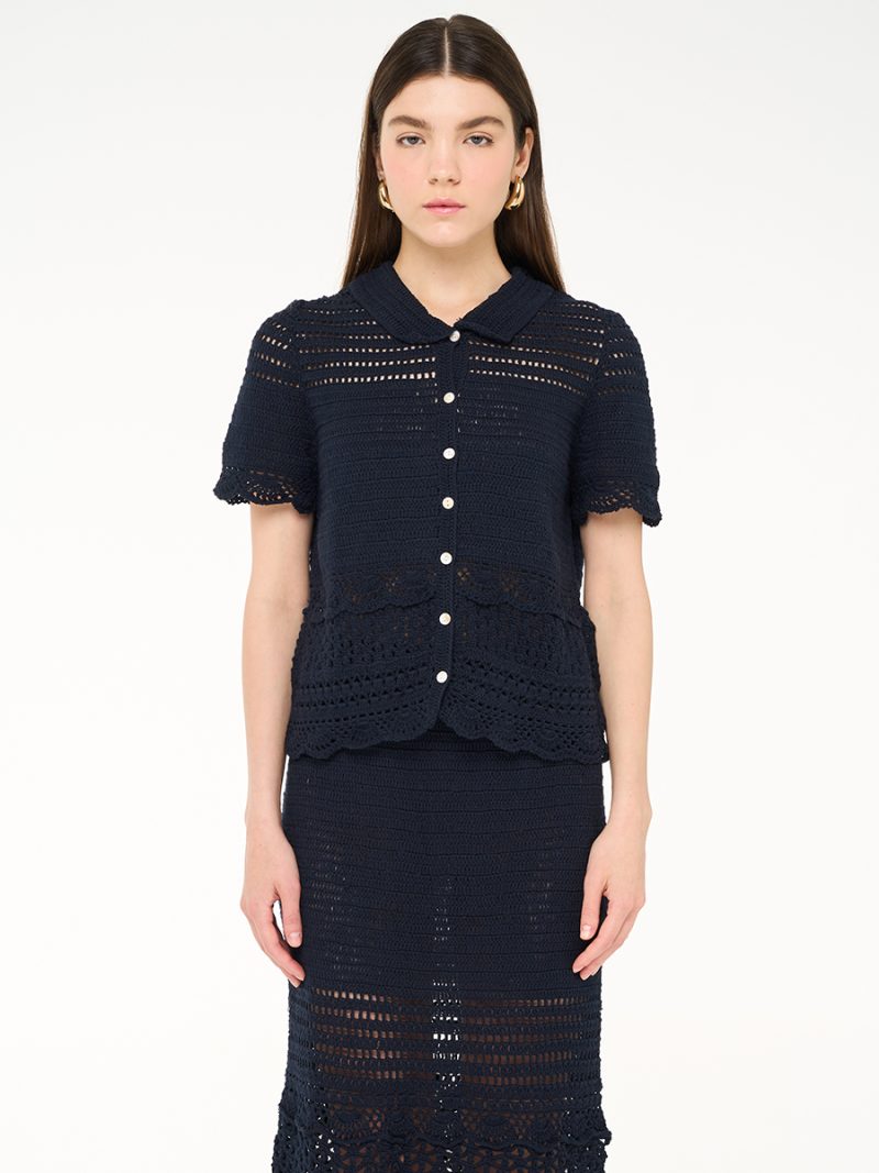 Nami Crochet Shirt Navy