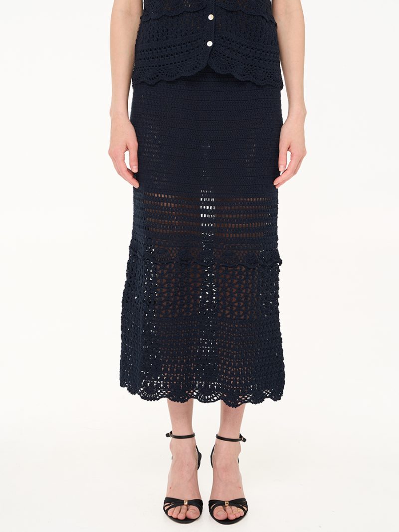 Nami Crochet Skirt Navy