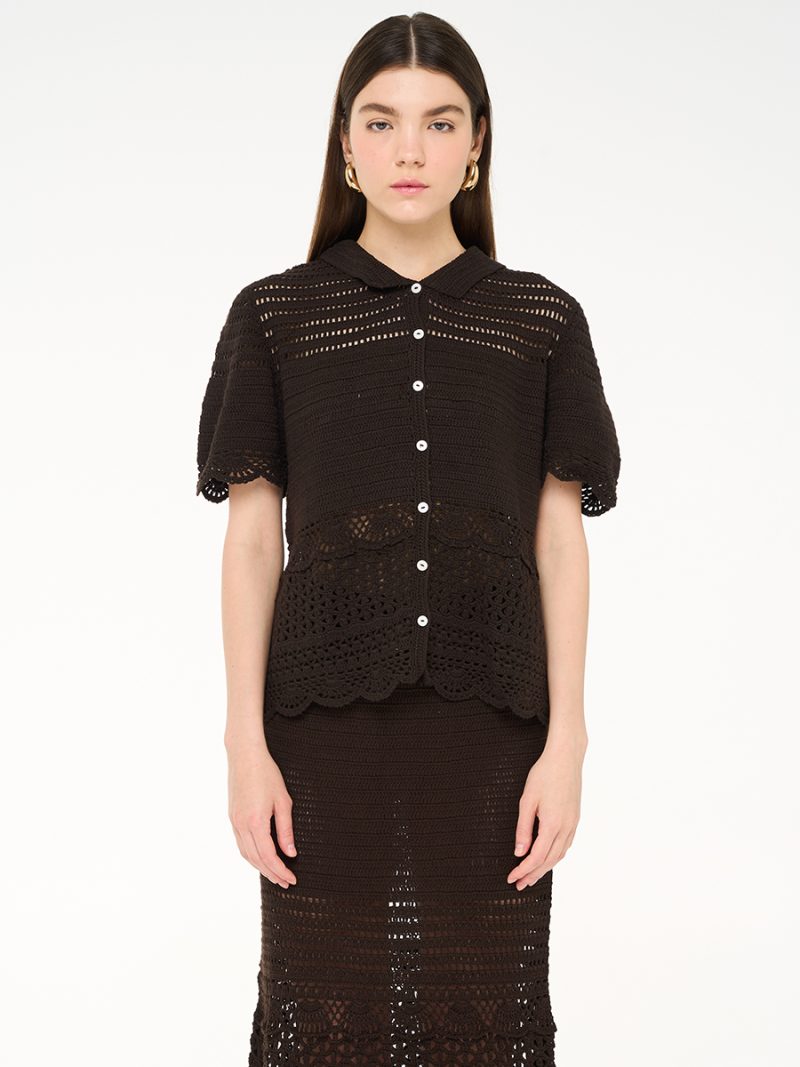 Nami Crochet Shirt Dark Brown