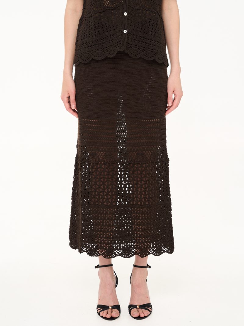 Nami Crochet Skirt Dark Brown
