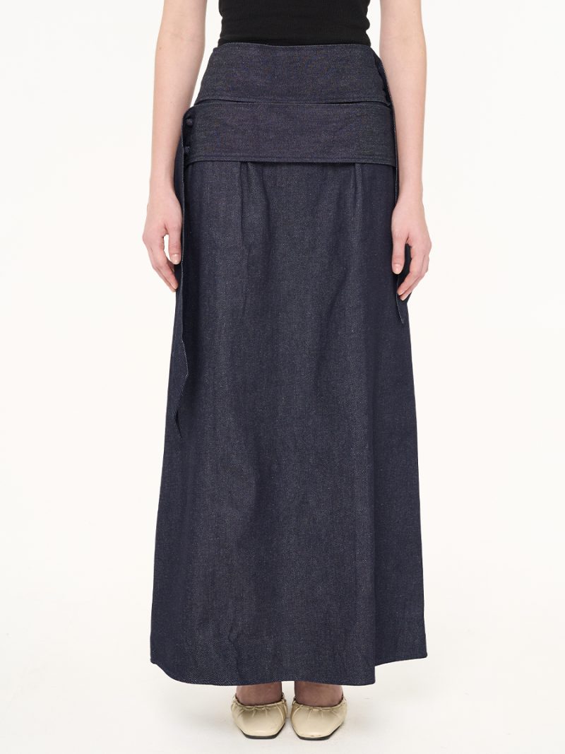 Renée Draped Wrap Skirt Denim