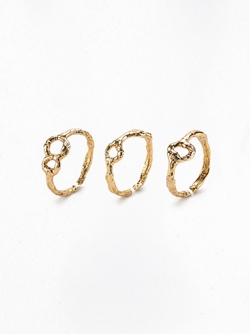 Ripple Rings Set Gold