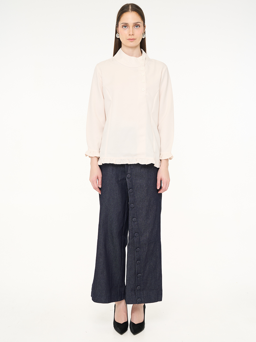 Solea Mandarin Longsleeve Top White - Image 2