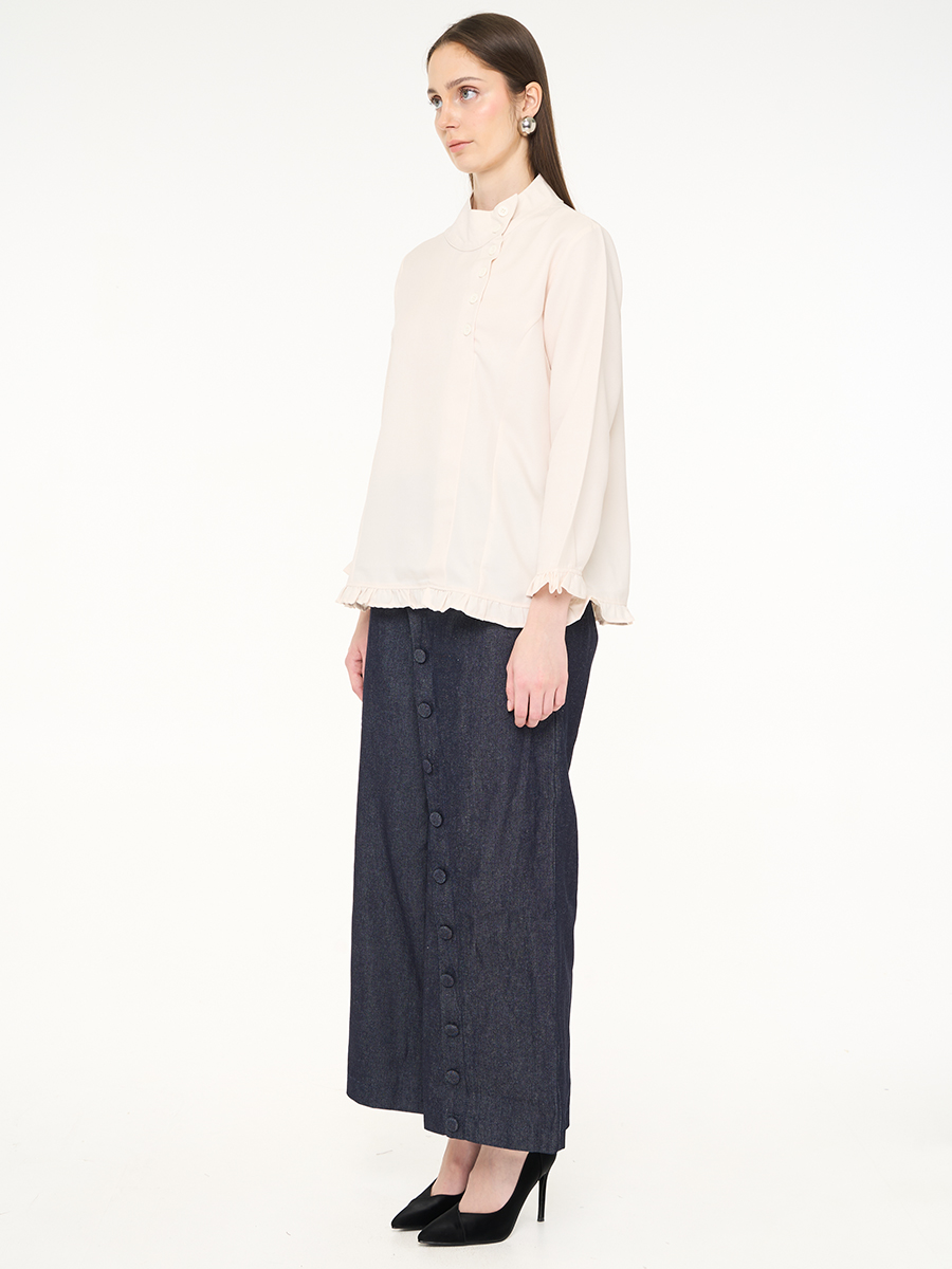 Solea Mandarin Longsleeve Top White - Image 3