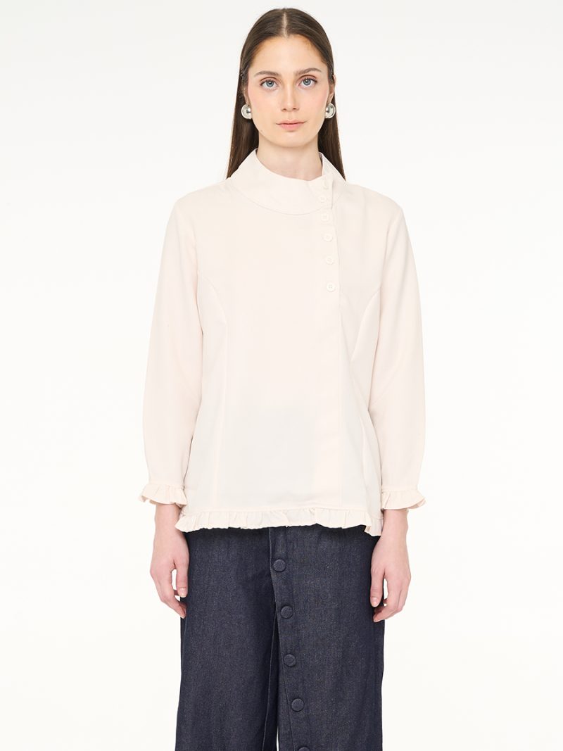 Solea Mandarin Longsleeve Top White