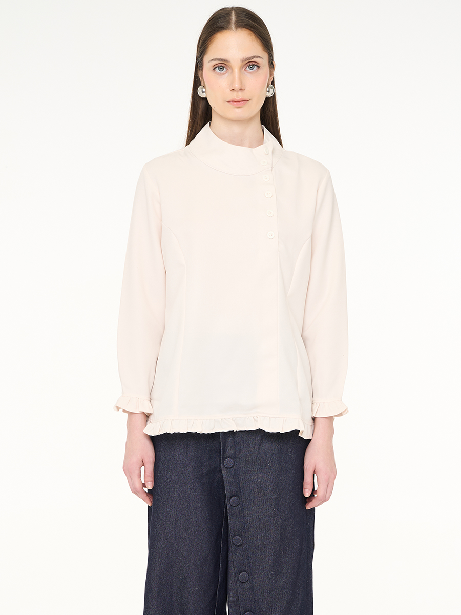 Solea Mandarin Longsleeve Top White