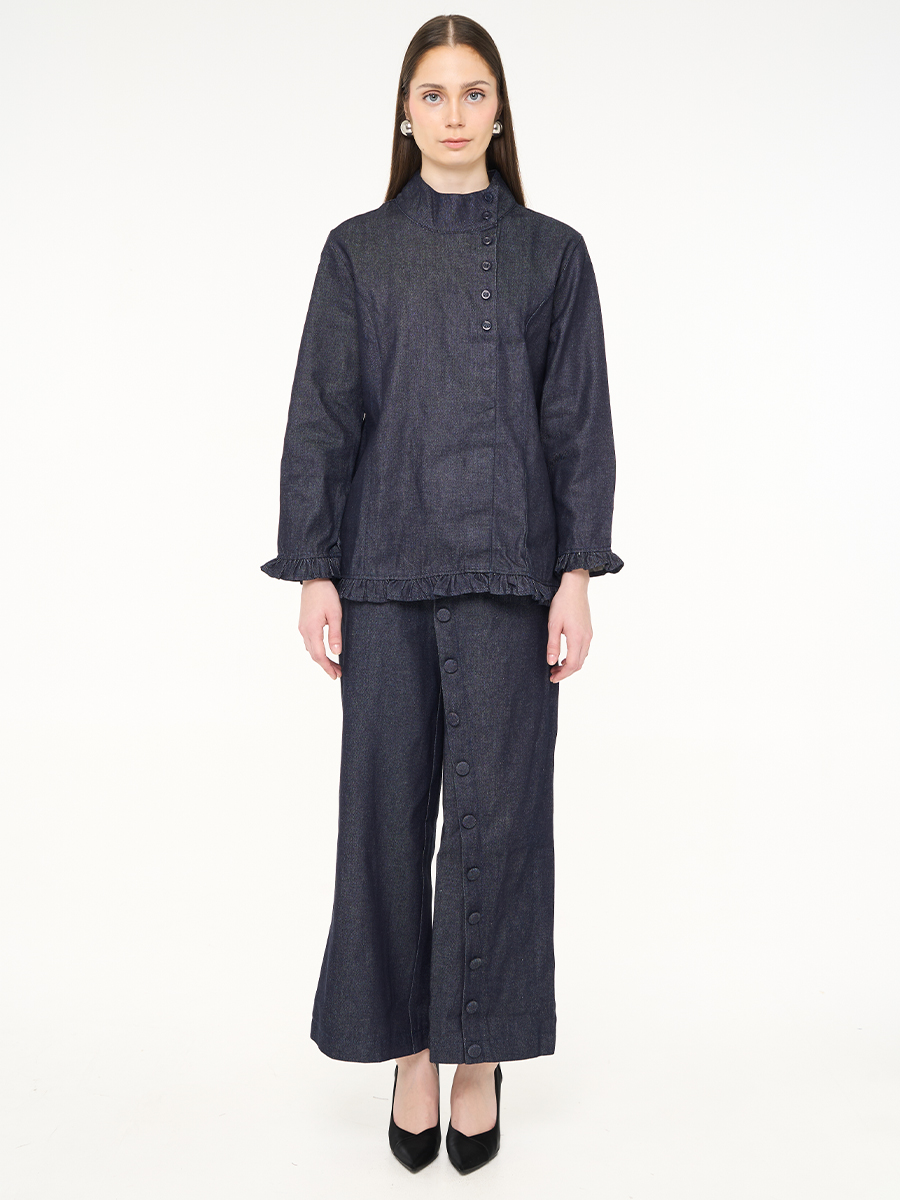 Solea Mandarin Longsleeve Top Denim - Image 2