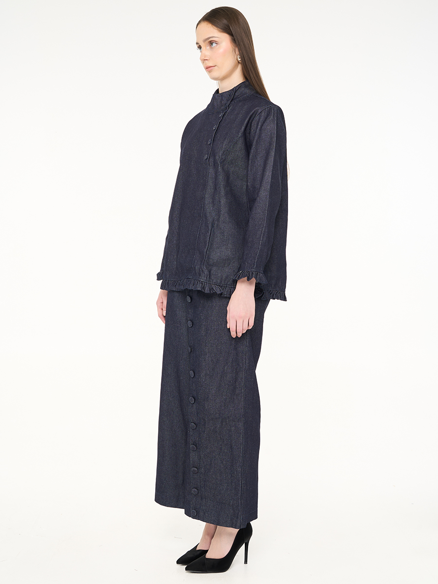 Solea Mandarin Longsleeve Top Denim - Image 3