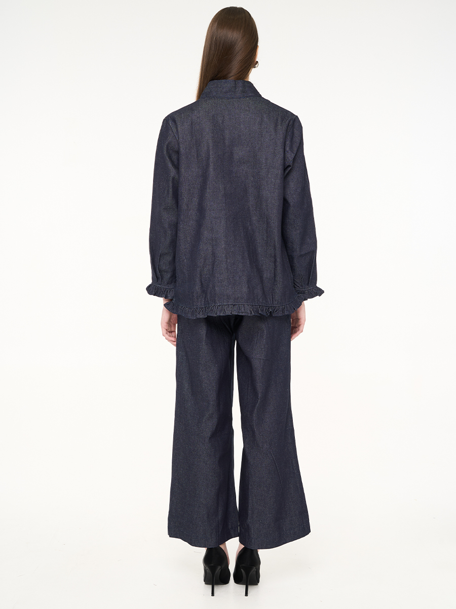 Solea Mandarin Longsleeve Top Denim - Image 4