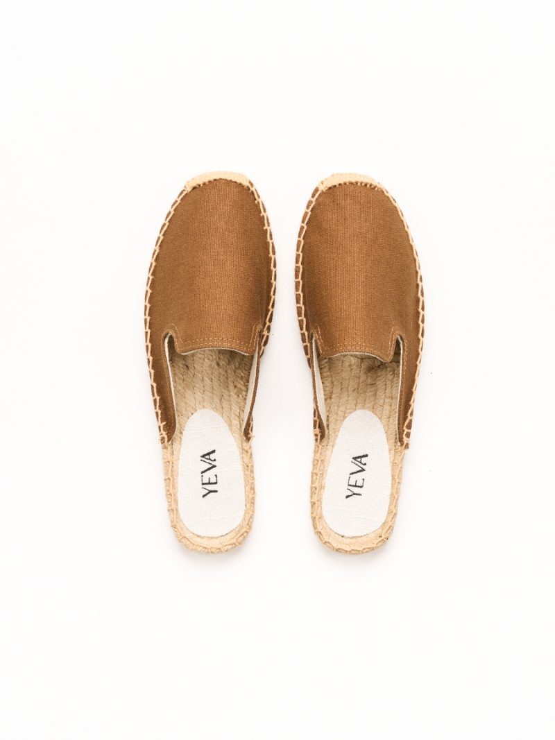 Canvas Mules Espadrilles Brown