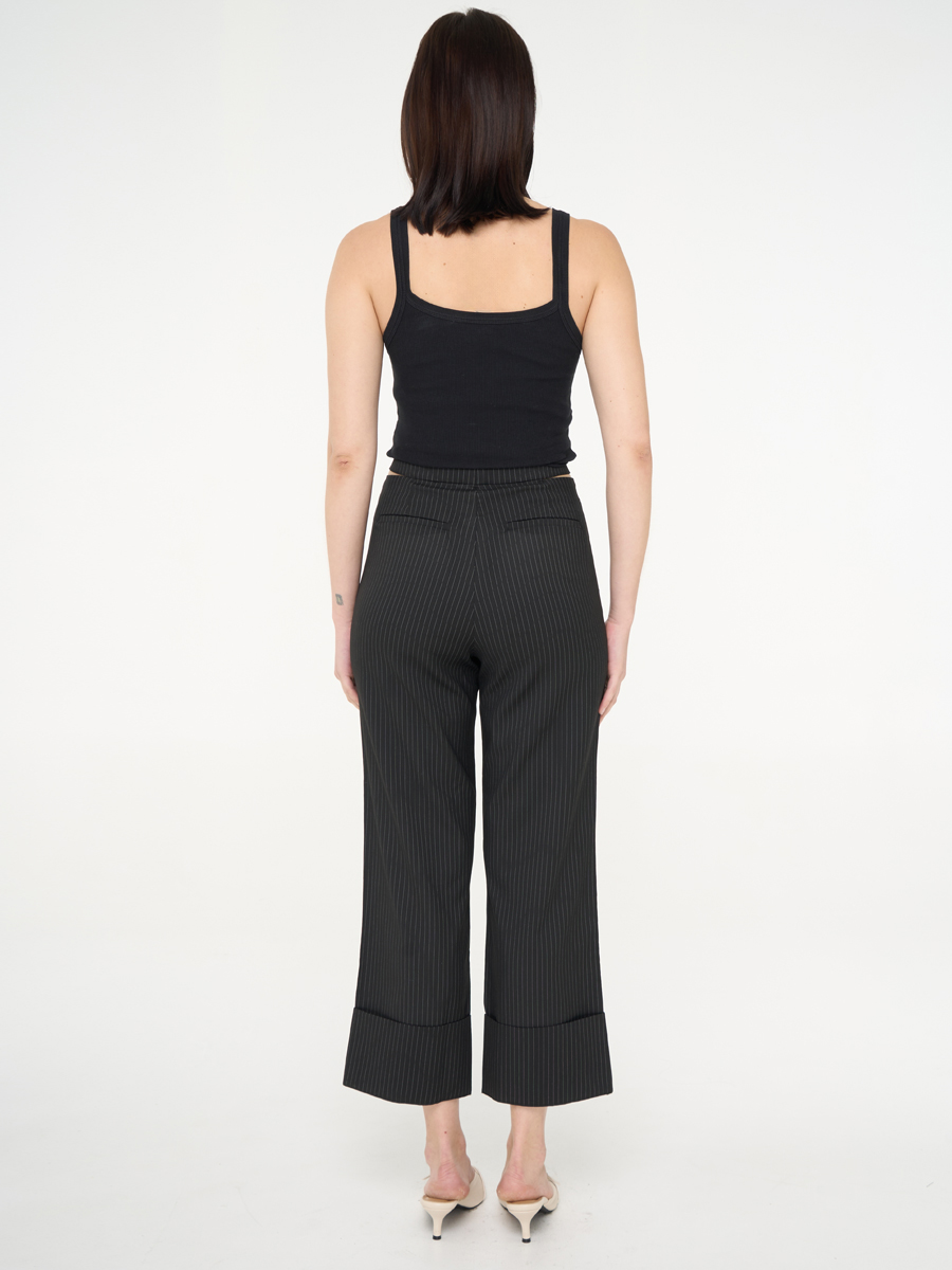 Striped Trousers with Cut-Out Waist - Image 4