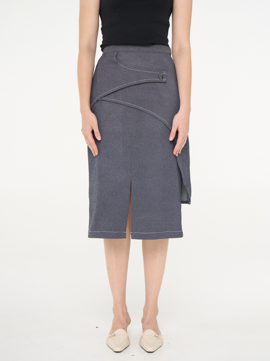 Striped Layered Denim Skirt