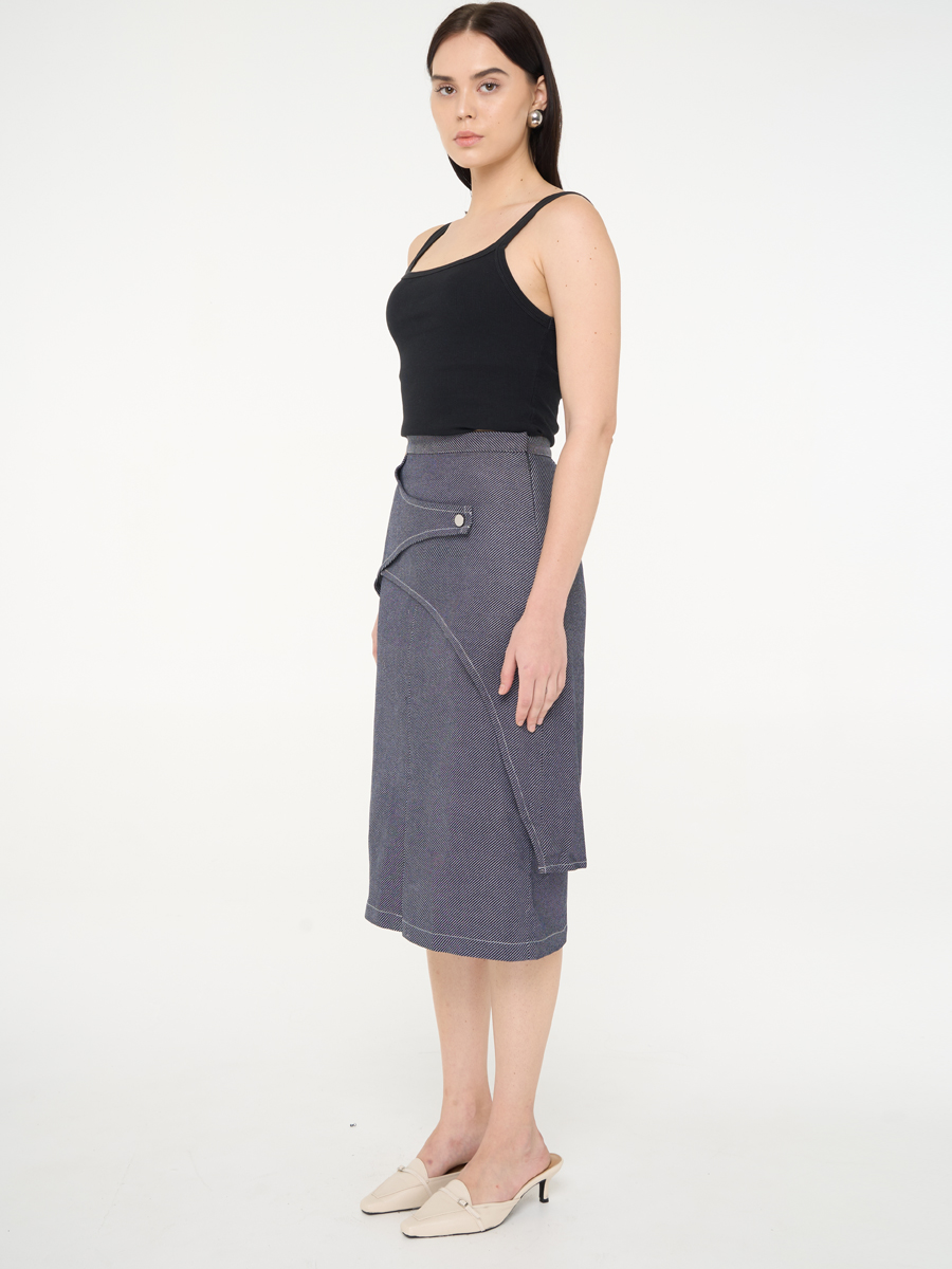 Striped Layered Denim Skirt - Image 3