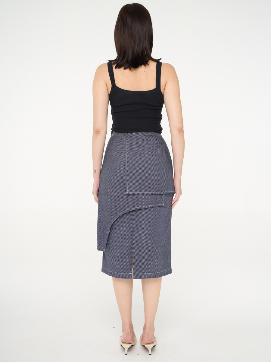 Striped Layered Denim Skirt - Image 4