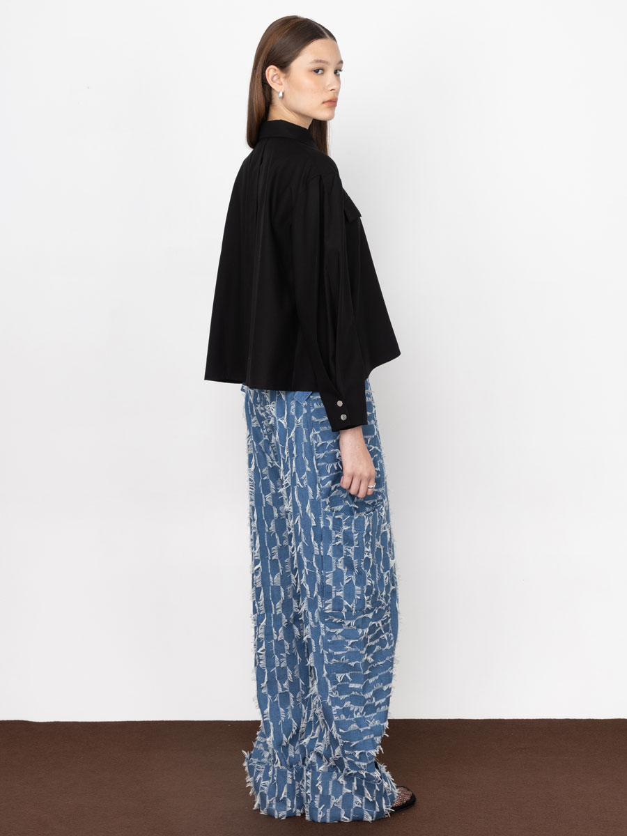 Raw Edge Jeans with Side Pockets - Image 3