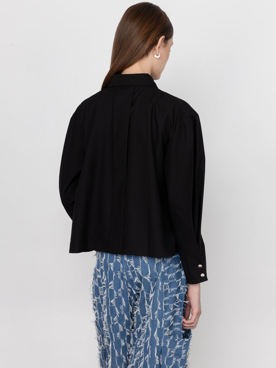 Button-Up Shirt with Pleated Sleeves - Image 4