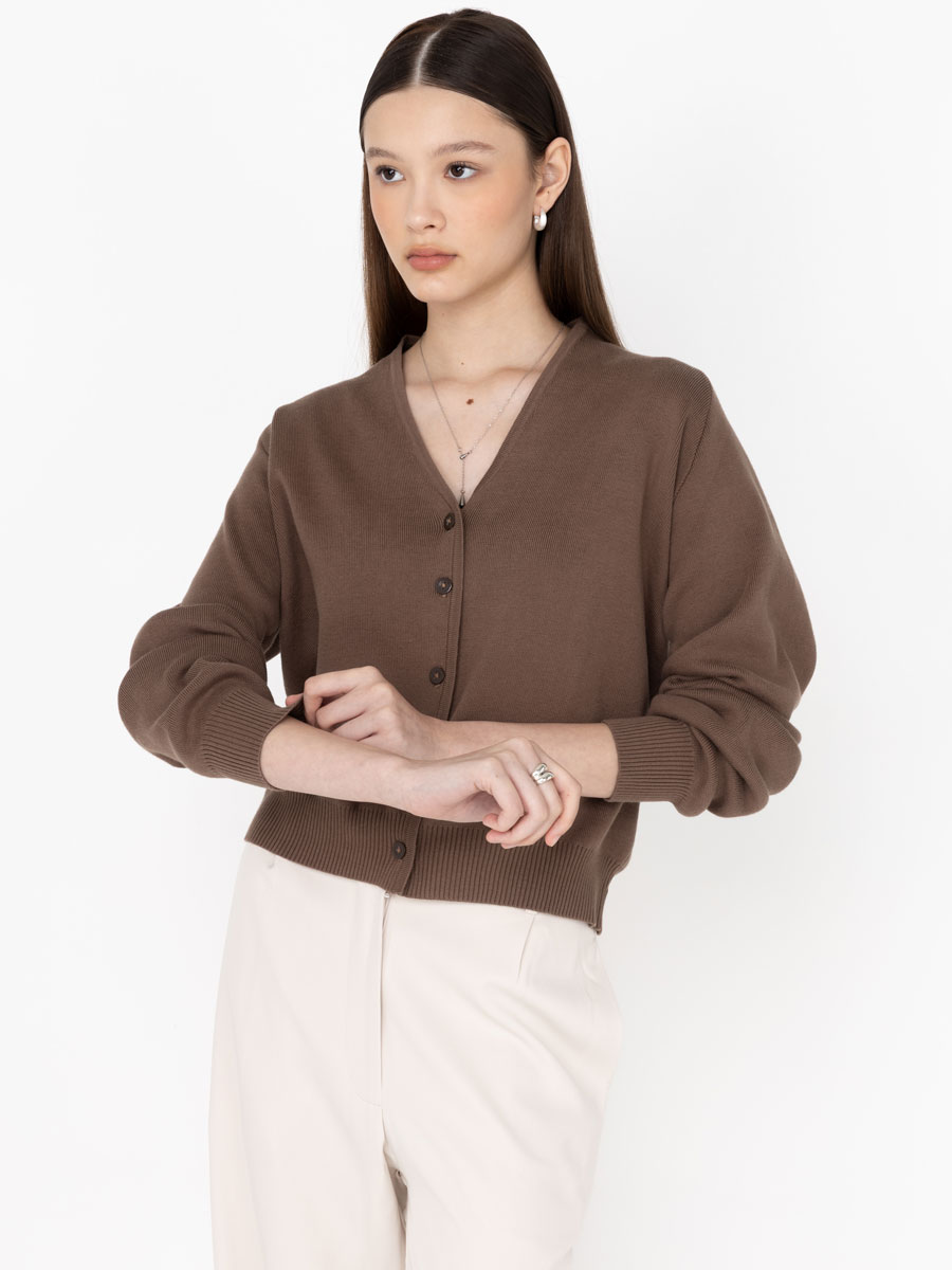 Sculpted Ease Cardigan Mocha - Image 2