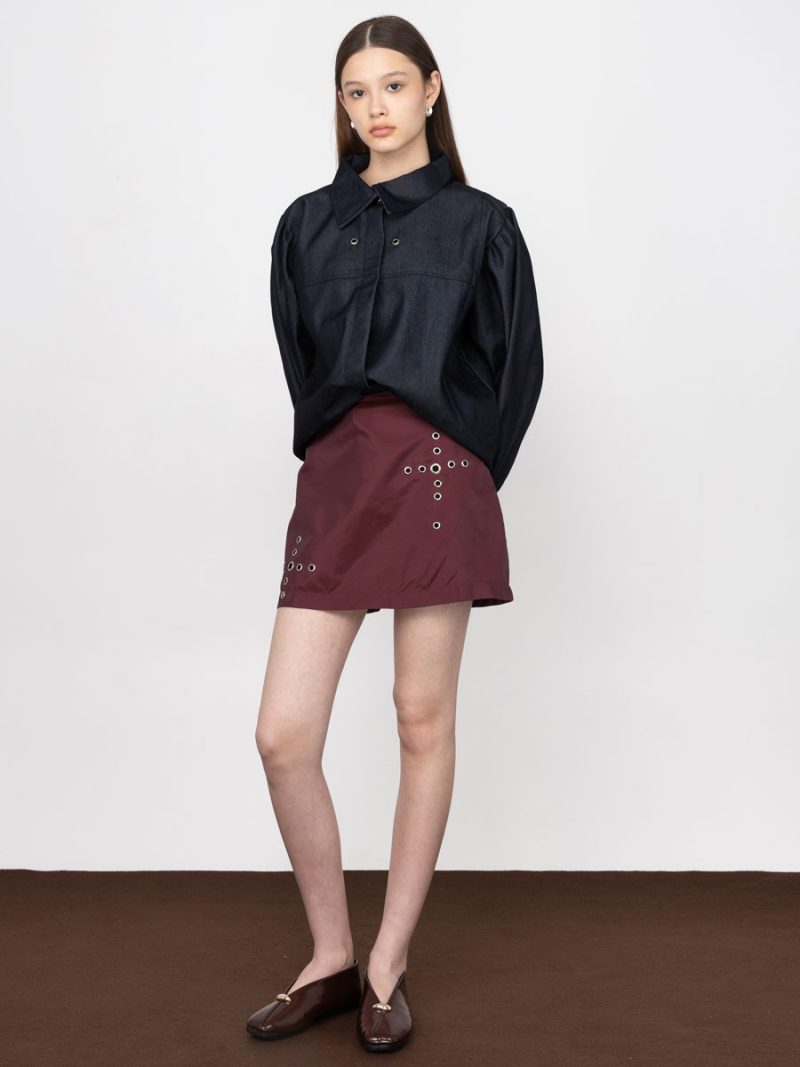 Shayla Eyelet Mini Skirt Red