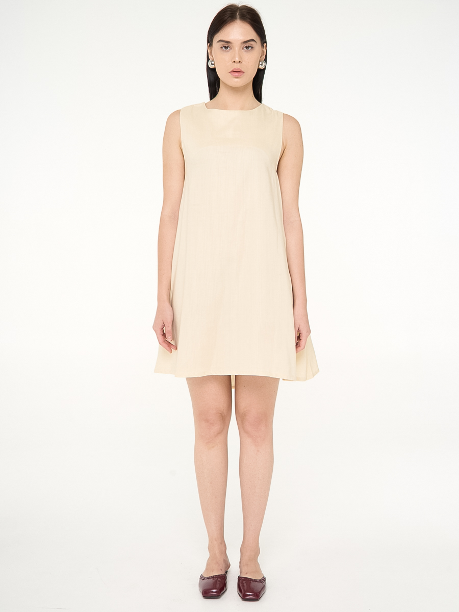 Pearl Back Linen Dress