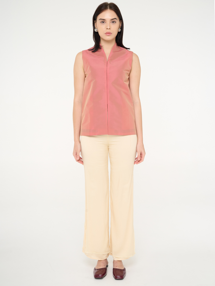 Sleeveless Collared Vest Flaminggo - Image 2