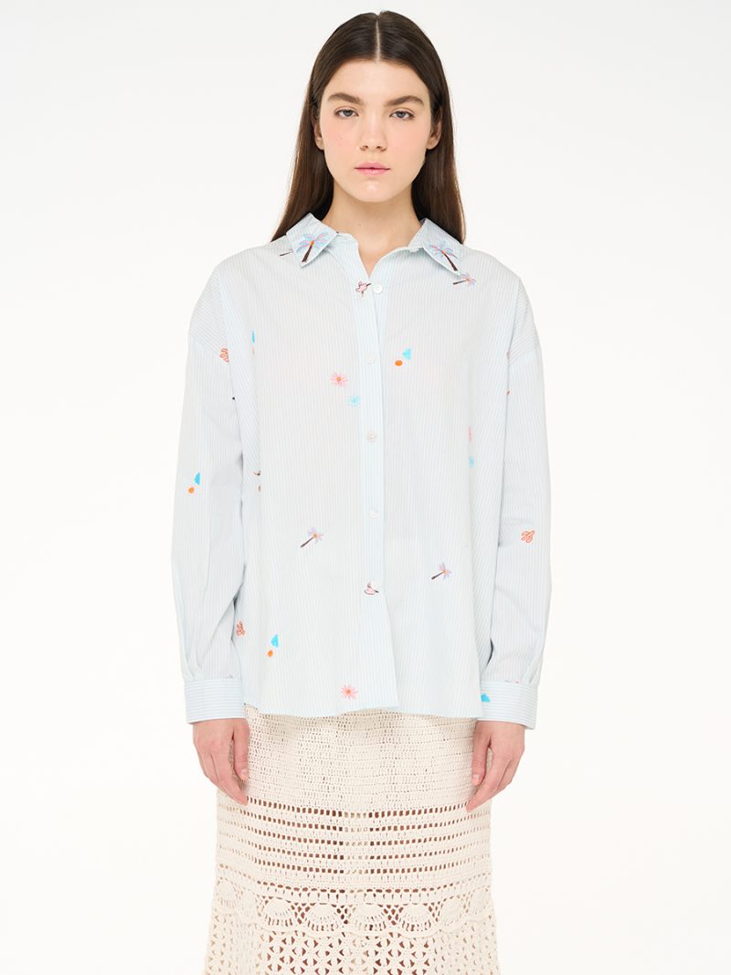 Lenora Shirt Striped Embro