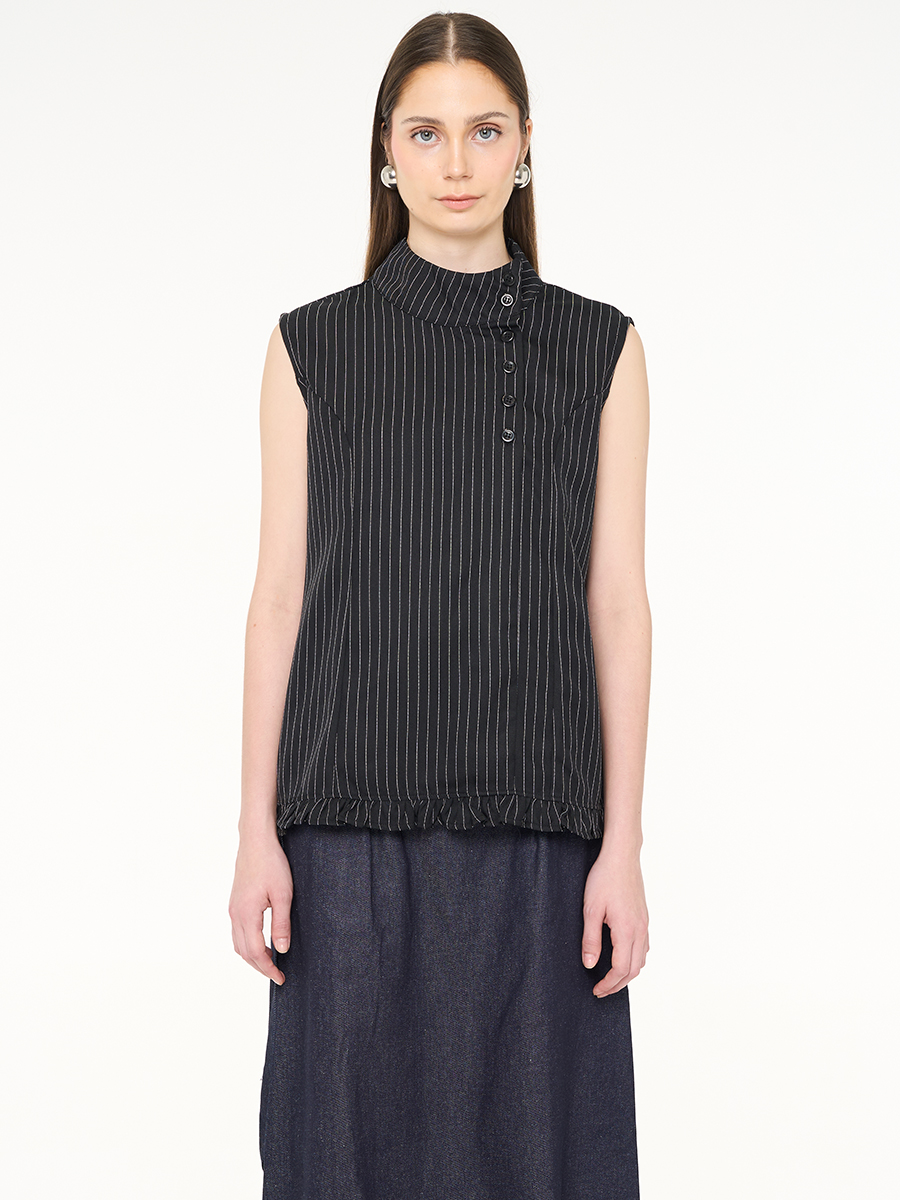 Caela Sleeveless Top Black Stripes