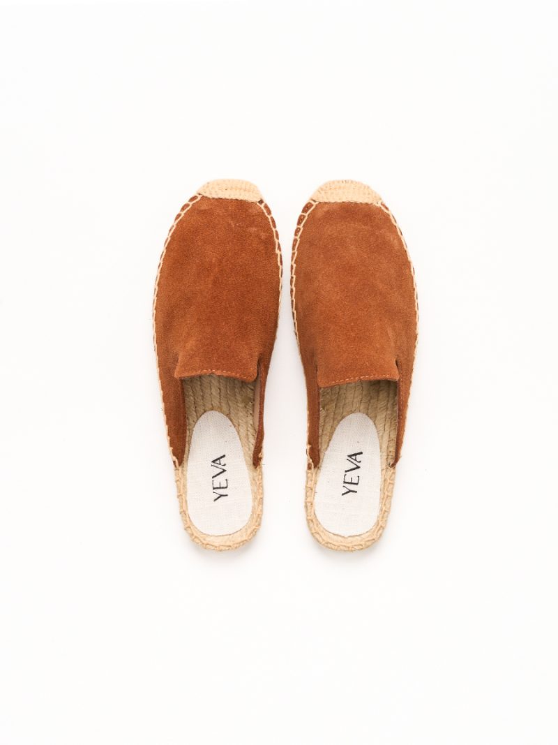 Suede Mules Espadrilles Terracotta
